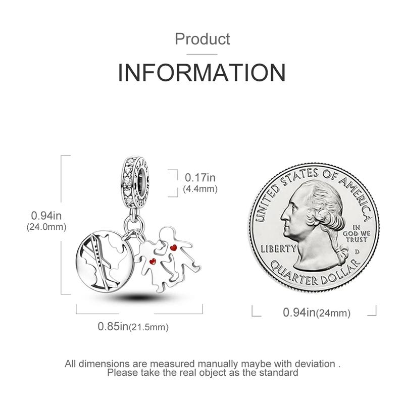 Authentic Charm Bead Charms Copper Global World Couple Bead Charms Compatible With Charm Bead Charms Plata Bracelets for Women Jewellery Making Diy Fi