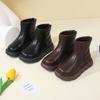 Winter Children's Boots Black Brown Versatile Girls Platform Ankle Boots Simple Classic Kids  Causal Plush Boots Zipper