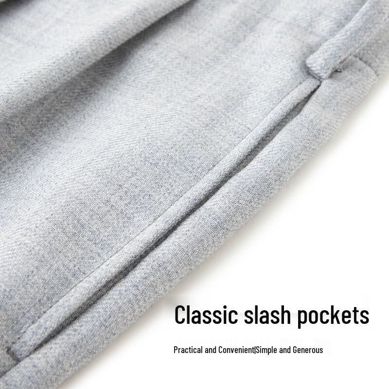 LUOZI Men's Merino Wool Blend Casual Straight-Leg Trousers