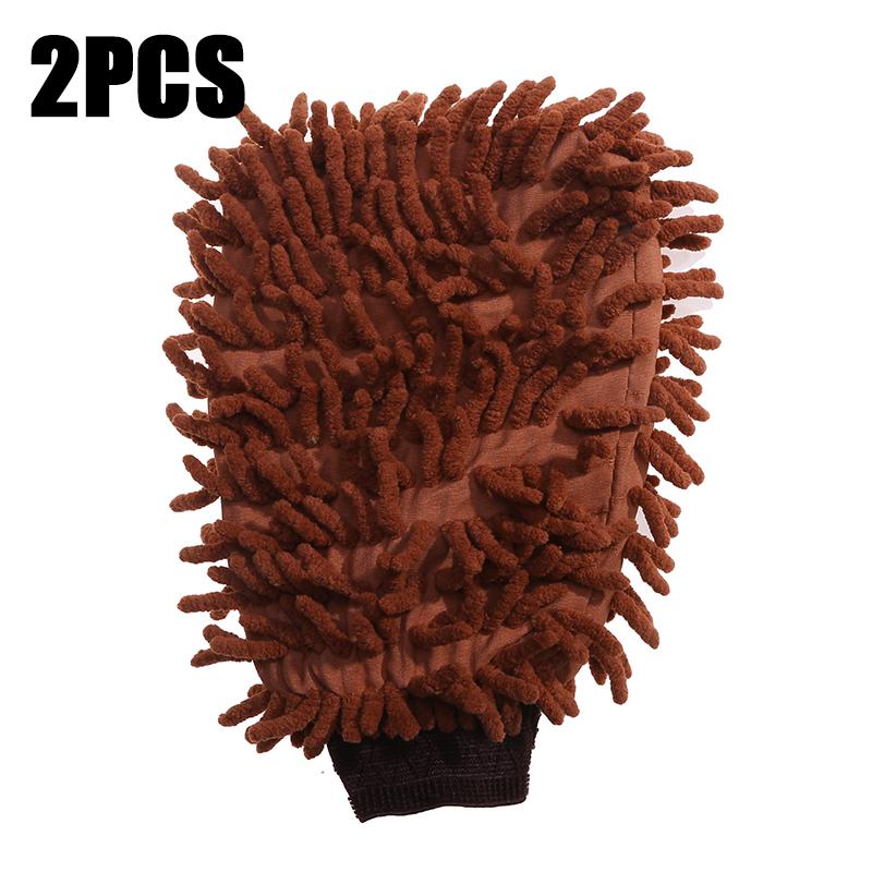 1/2PCS Chenille Plush Gloves for Car Cleaning Thickened Doublesided Car Cleaning Tools Ultrafine Fiber Car Washing Gloves