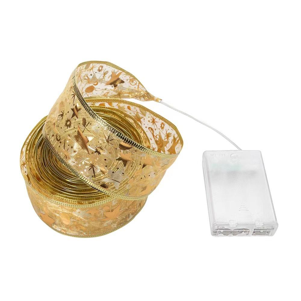 

1/5/10 м рождественские украшения огни золотая лента светодиодная гирлянда подарочная лента 10M золотой