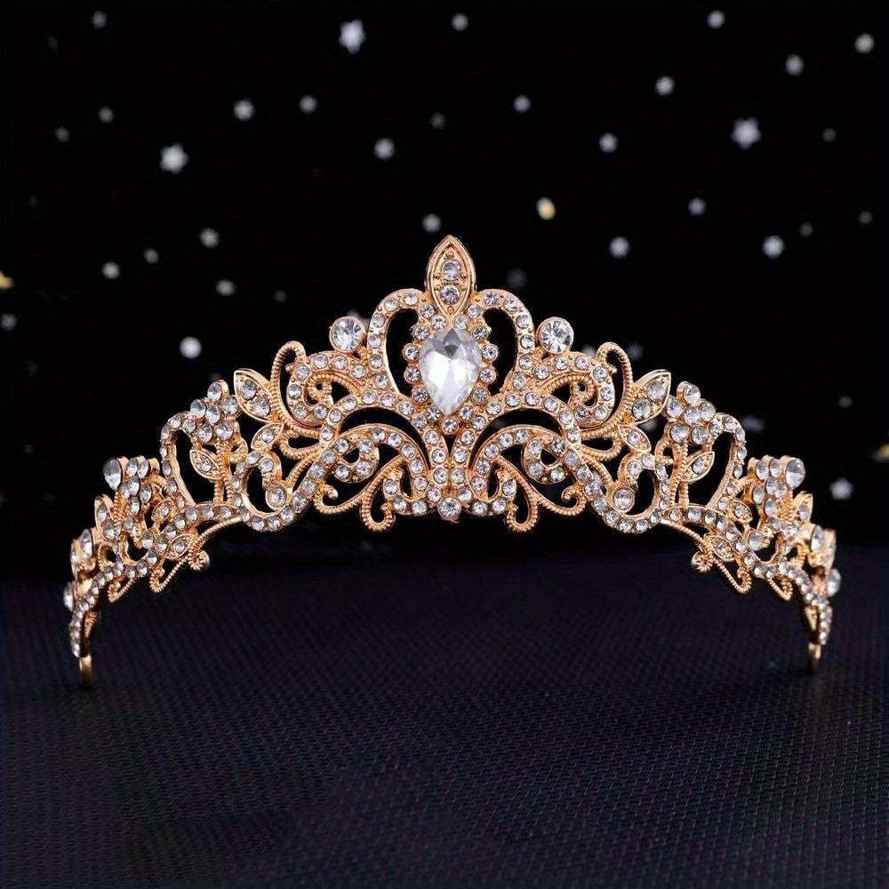 Bride Crystal Rhinestone Crown, Perfect for Wedding Photography and Dressing Up with High-End Formal Wear Tiaras