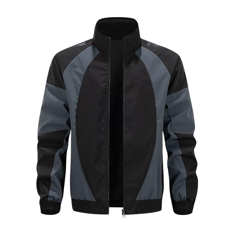 Men's Clothing Sports and Outdoor Casual Loose and Versatile Spliced Stand-up Collar Jacket Tops