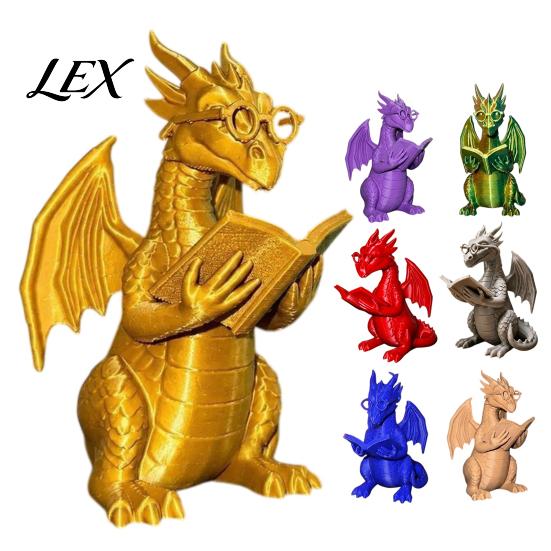 Creative Gift for Teachers Reading Dragon Figurine with Glasses, Statue, 3D Printed Whimsical Desk Accessory Bookshelf Decor, Desktop Ornament,