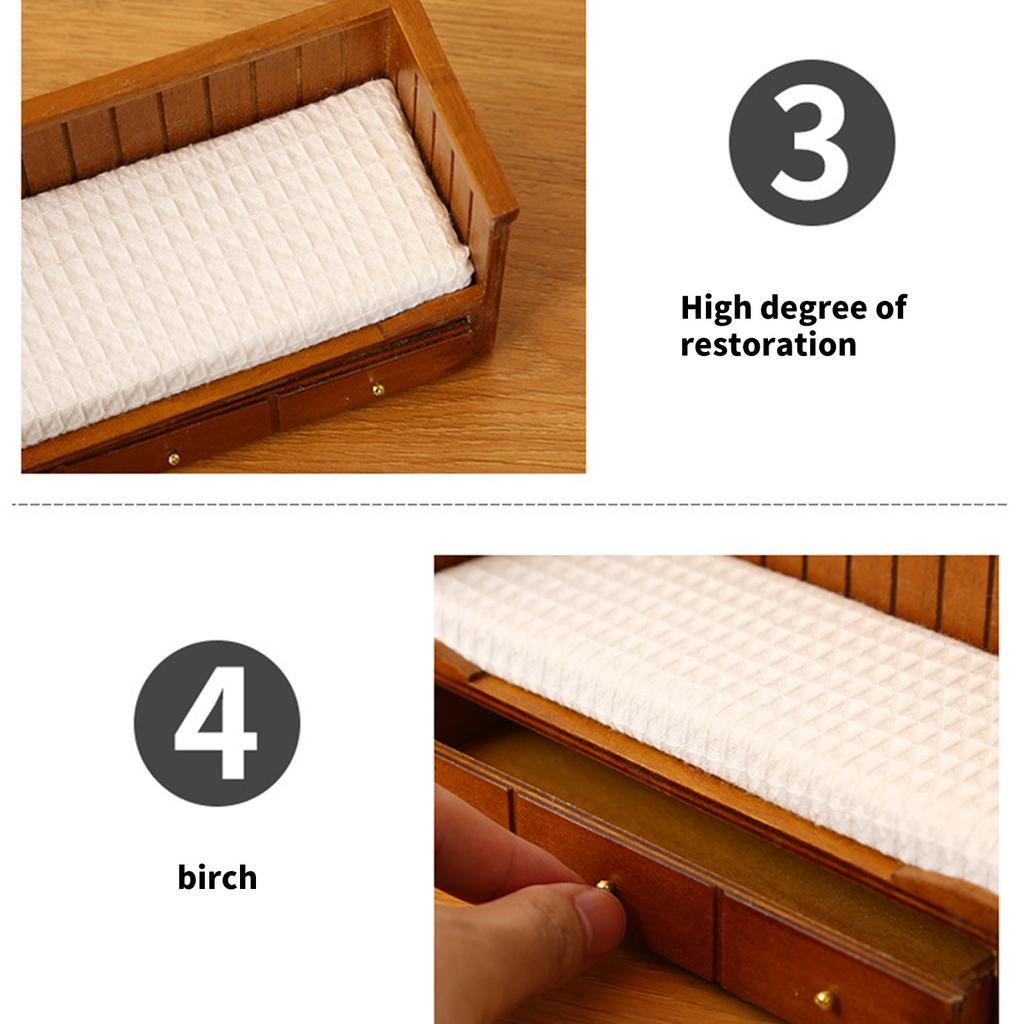 1/12 Scale Dollhouses Single Bed Miniature Furniture Pretend Play for Kids Doll House Furniture Model for Dollhouses
