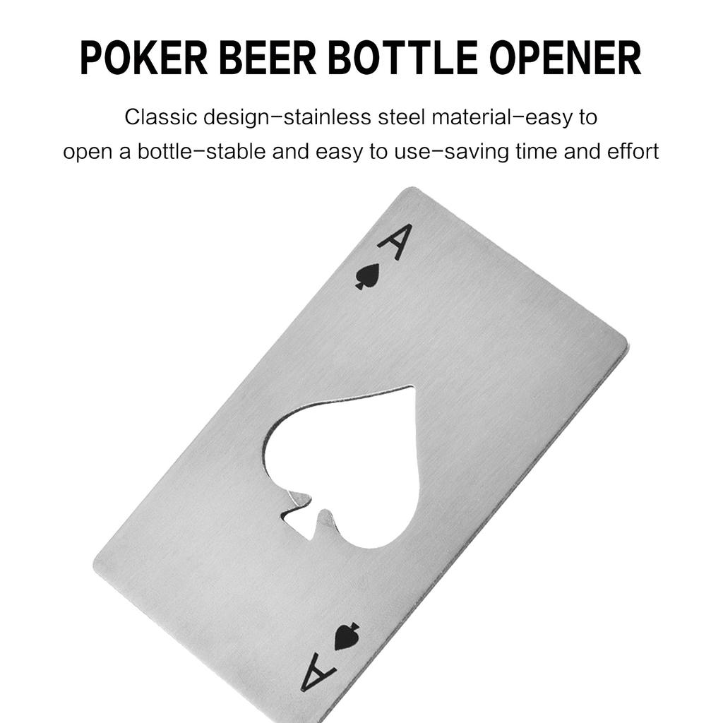 Stainless Steel Bottle Opener Spade A Shape Poker Design for Home Party Decoration