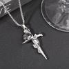 Men's Retro Rose Cross Necklace In Distressed Titanium Steel - Trendy High-End Sweater Chain Accessory