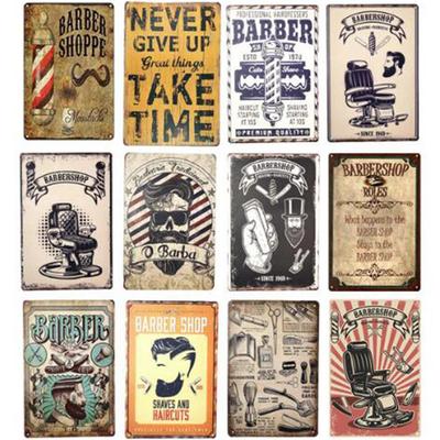Cartel retro para barbería, letreros de hojalata vintage, placa de hojalata, decoración de pared para barbería, 20 x 30 cm