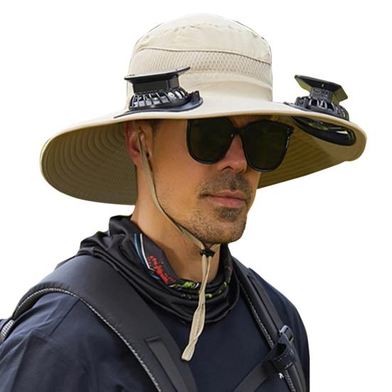 Solar Fan Hat UPF 50+ UV Protection Hat with 2 Solar Fans USB Rechargeable Breathable Men Women