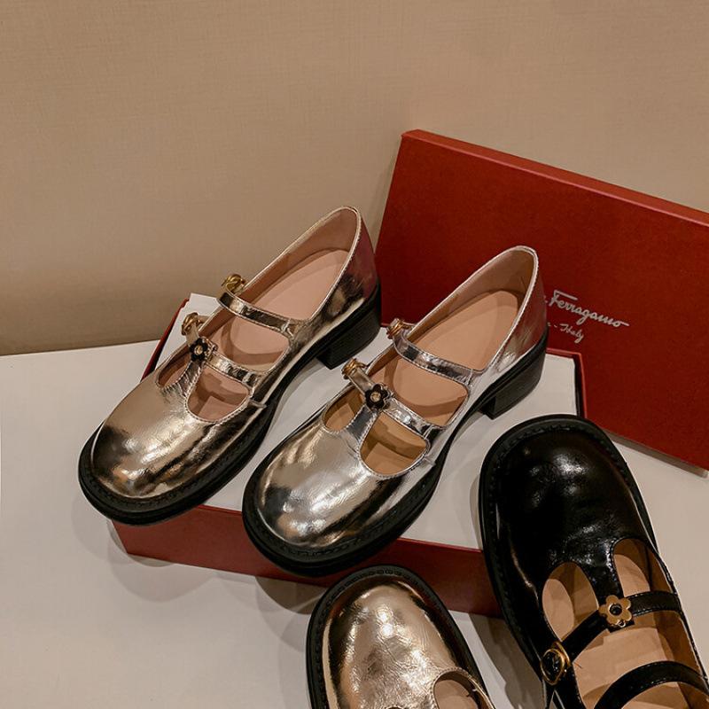 New leather women's fashion single shoes platform non-slip round head large size shoes casual fashion cowhide comfortable small leather shoes