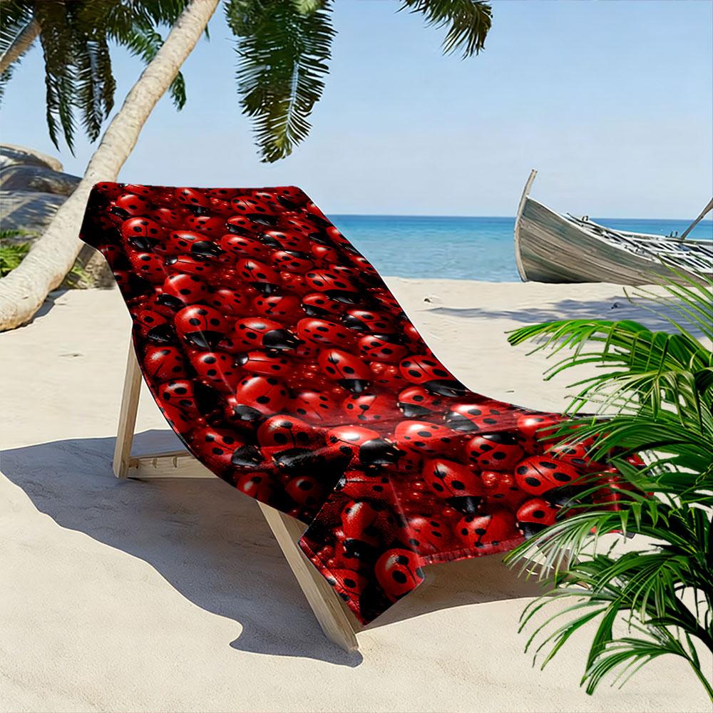 Vibrant ladybug harmony Print beach towel, quick drying, suitable for travel, outdoor sports, jogging, the beach and swimming, gift