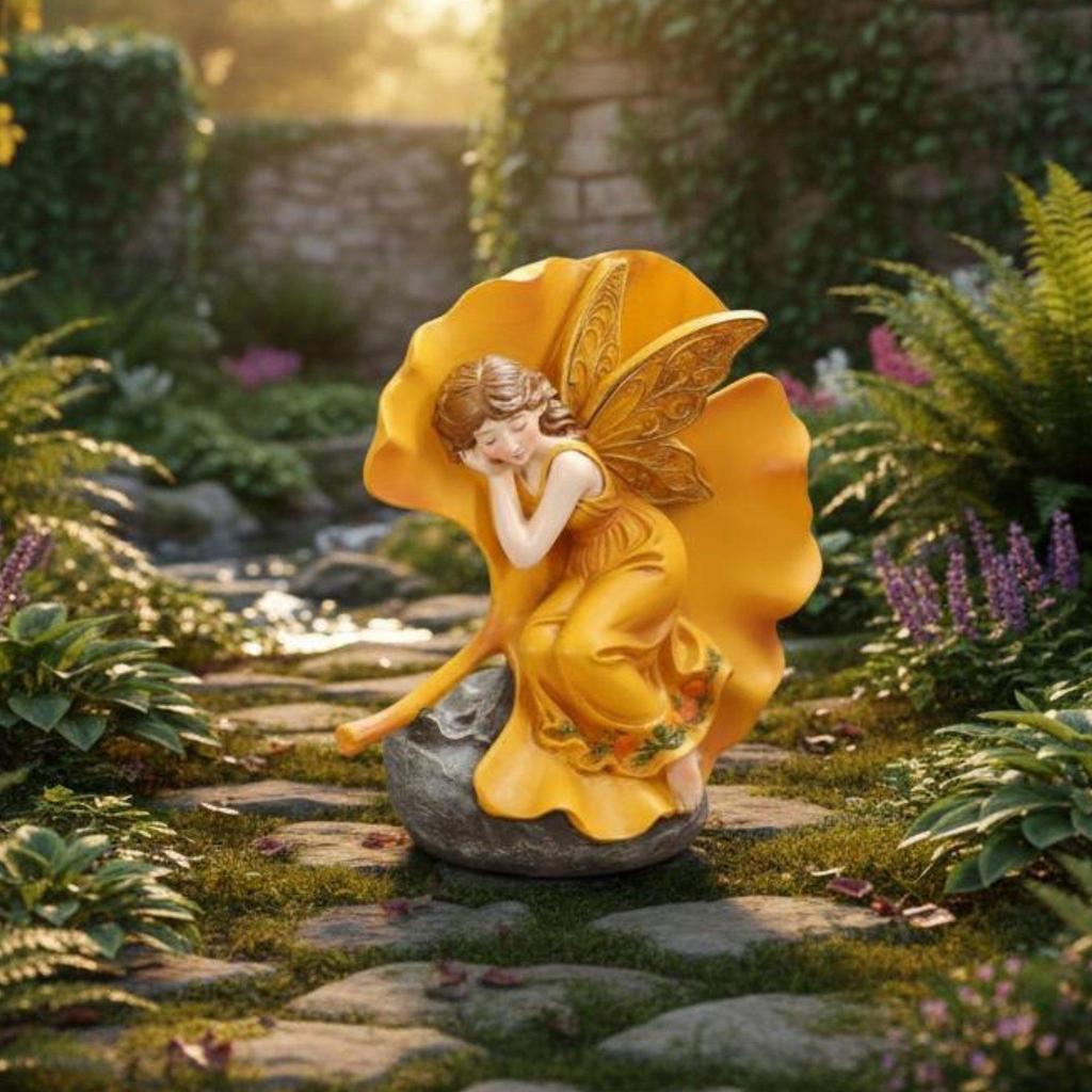 Winged Fairy Ornament Realistic Details Statue HandPainted Home Decoration for Patio, Outdoor