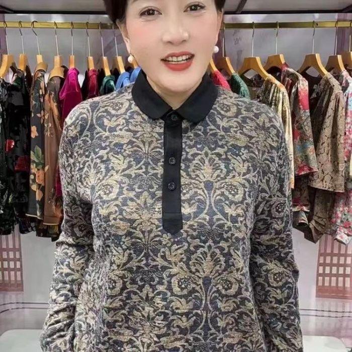 

Женская бархатная эластичная блузка с лацканами - Приталенная, свободного кроя для женщин среднего и пожилого возраста XL серый/синий