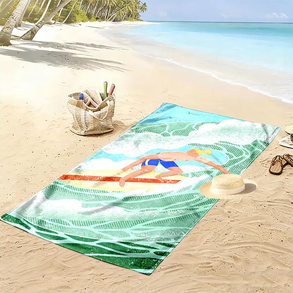 Surfer Riding Ocean Waves A must-have beach towel for beach travel