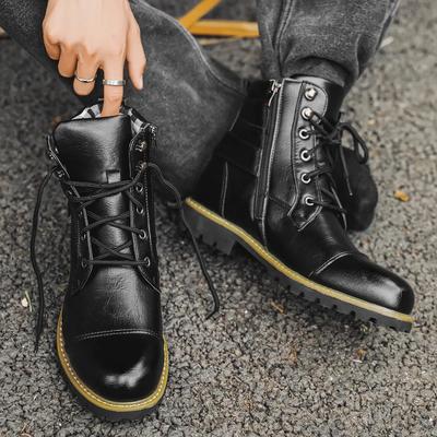 Herrenstiefel Leder Stiefeletten Metall Doppelreißverschluss Motorradstiefel Retro High Top Herrenschuhe Designer Übergröße 48 Lederstiefel