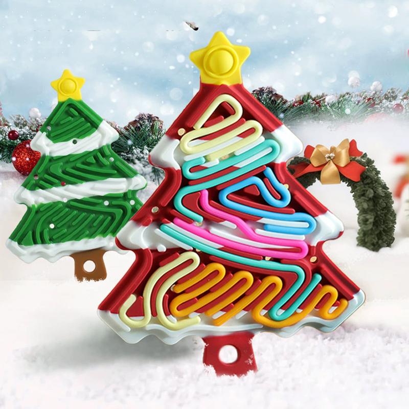 Juguete De Alivio Del Estrés En Forma De Árbol De Navidad De 12 Cuerdas, Tablero De Actividad Sensorial Educativa De Grado Alime