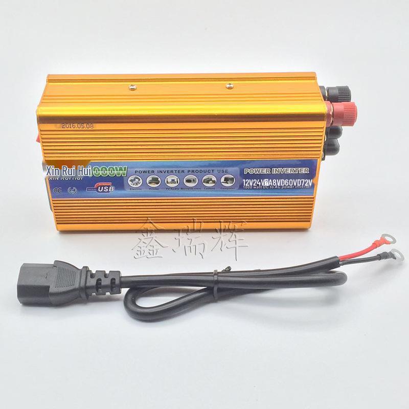 Electric Vehicle Battery Inverter 48V/60V/72V to 220V 1000W Power Converter for Cars 48V