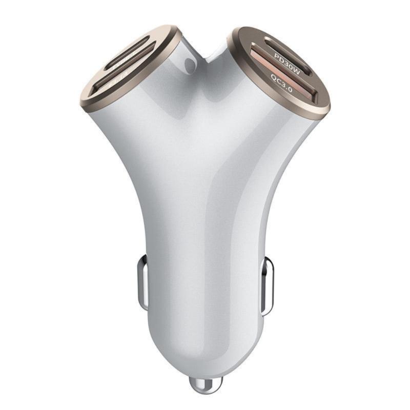 

48W Rapid Car Charger 4 Slot Layout Two USB Type C High Current Output For Simultaneous Device Charging білий