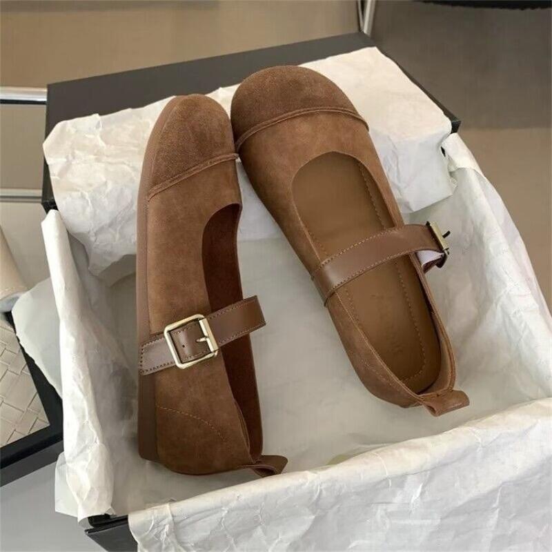 Fashion Spring/Autumn Fashion Buckle Single Women's Solid Color Model Square Toe Beautiful Casual and Comfortable Loafers Zapatos Mujer