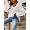 Herbst Winter V-Ausschnitt Einfarbig Locker Lässige Strickjacke Top Damen Einfacher Alleskönner Pullover Mantel Oberbekleidung