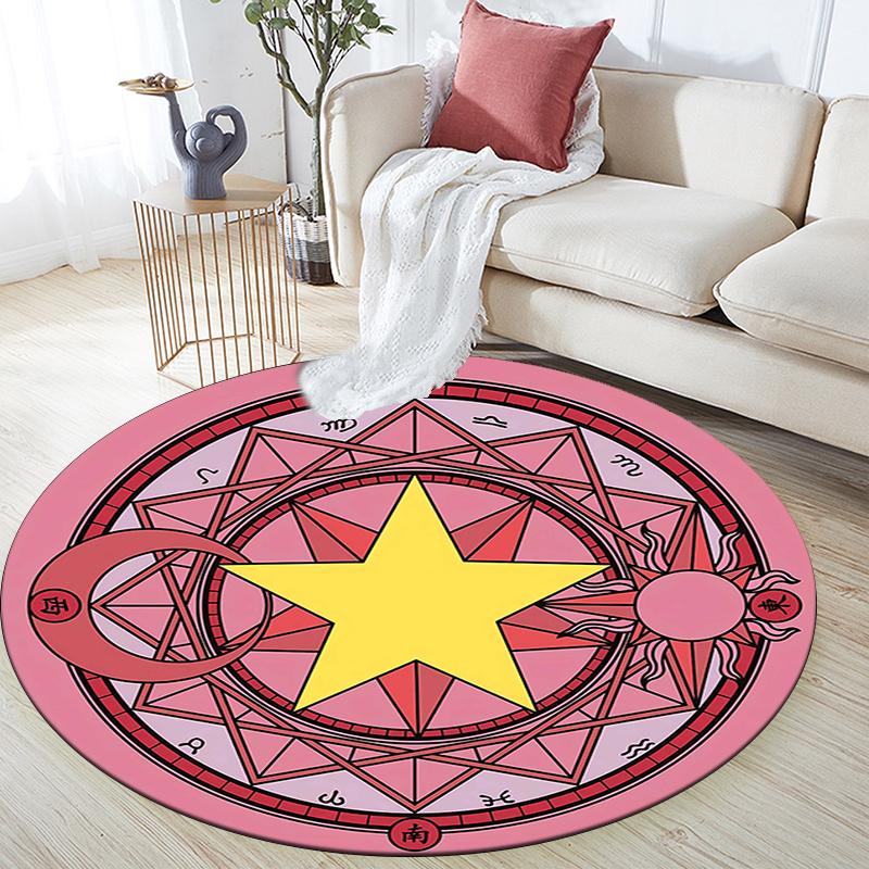 Cartoon Print Round Area Rug,Carpet Rug for Living Room Bedroom Sofa Playroom Decor,Non-slip Floor Mat
