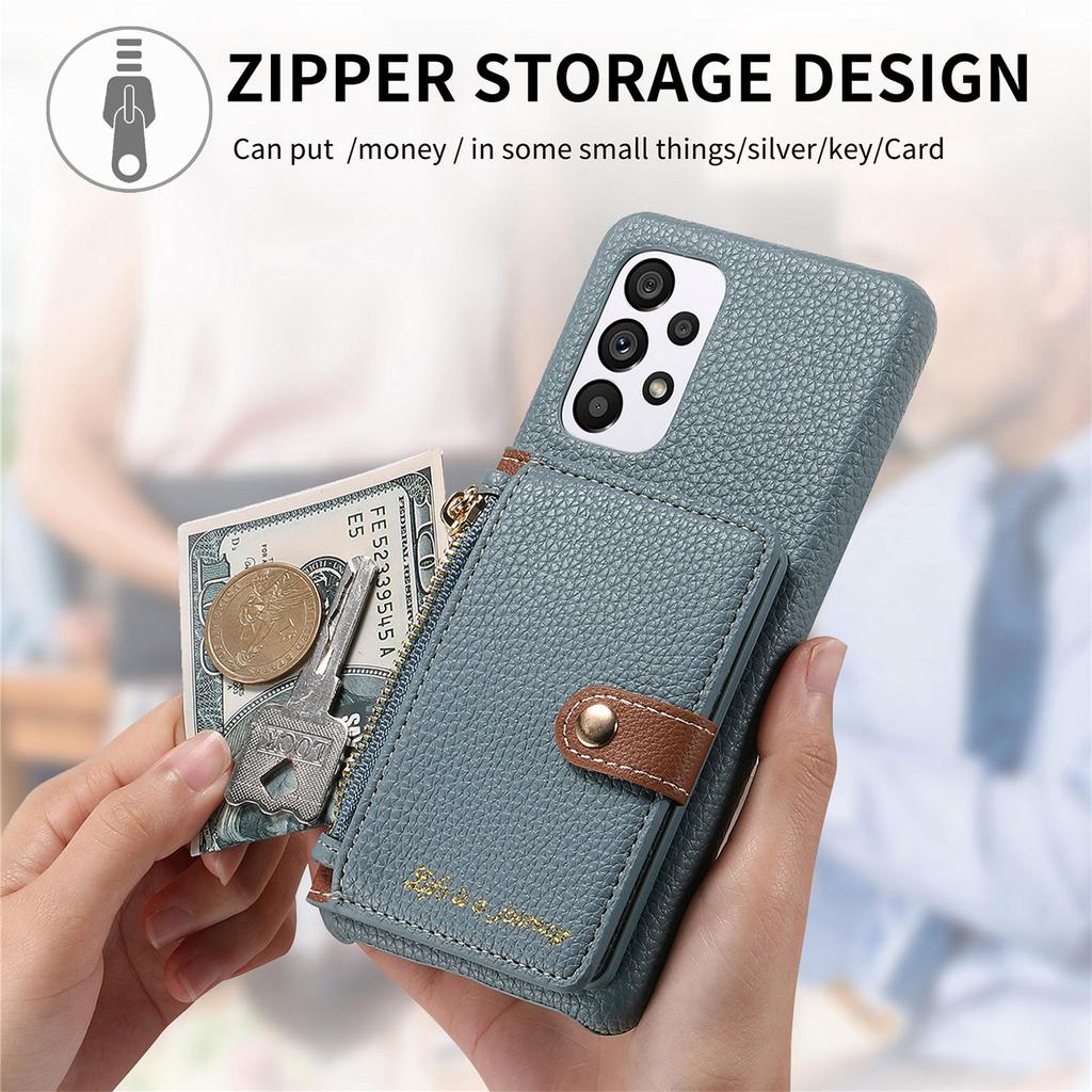 Cards Pocket Wallet Leather Zipper Case For Samsung Galaxy S24 Ultra A14 A24 A34 A15 A55 A05S S23 Plus S22 Bag Purse Stand Cover