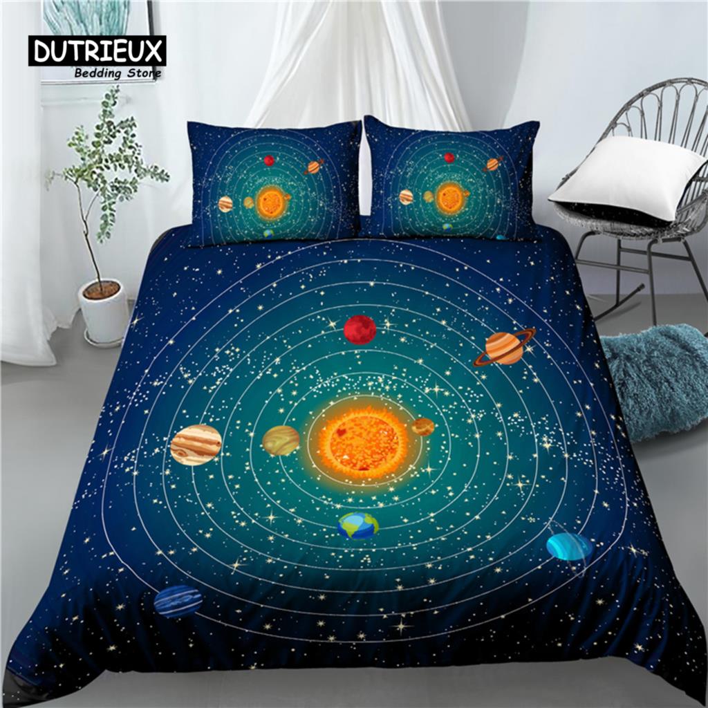 Comforter Home Living Luxury 3D Solar System Print 2/3Pcs Comfortable Bedding Sets Queen And King Eu/Us/Au Size