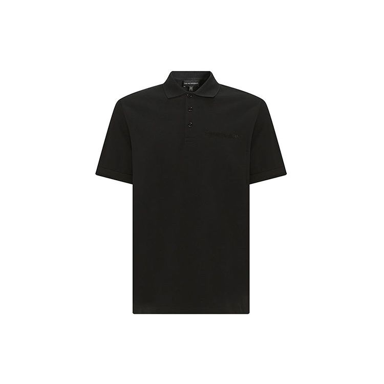 Emporio Armani Ss22 Back Print Short Sleeve Polo Shirt Men Polo Shirts Black 3L1F8P-1JX5Z-F017