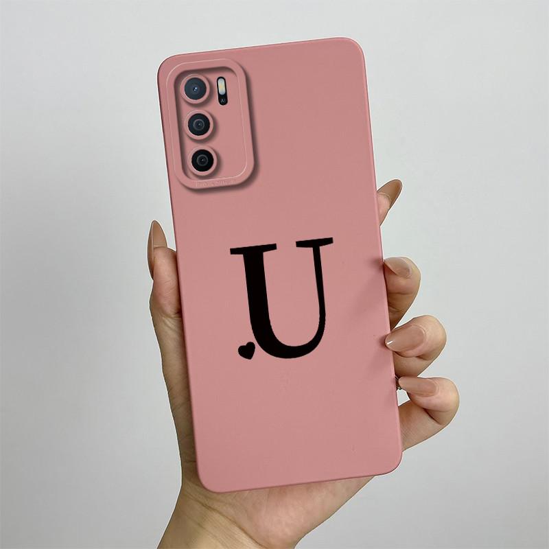 Phone Case For OPPO A54s Case oppo A16 A16S CPH2269 CPH2271 Cute Letters Square Liquid Silicone Soft Shockproof Back Cover Funda