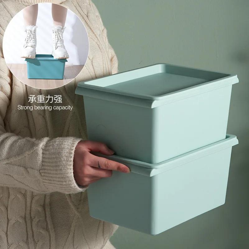 Desktop Plastic Storage Box with Lid Home Makeup Clothes Underwear Sundries Toy Cosmetics Storage Basket Kitchen Food Organizer