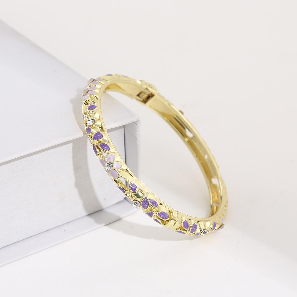 Colorful Enamel Bangle Vintage Flower Enamel Bangle Cloisonne Bracelet  Party Jewelry