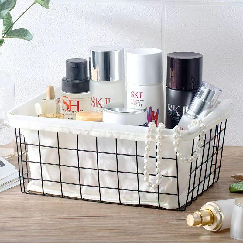 Storage Basket With Iron Material For Home Office And Bathroom Organization