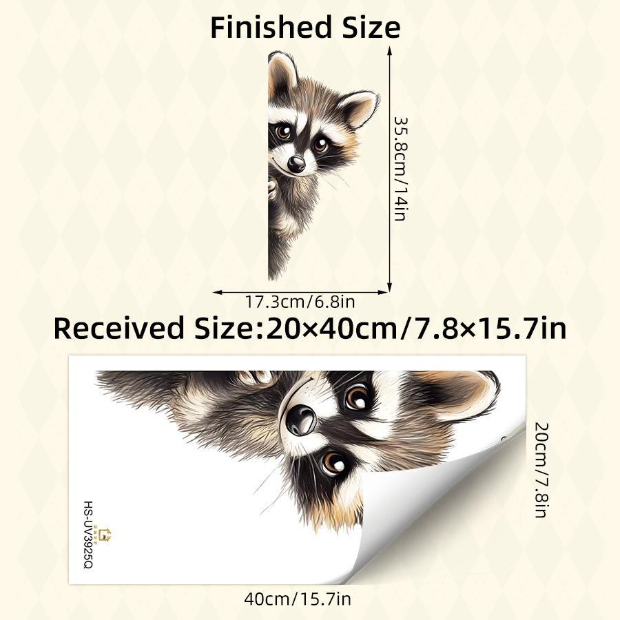 

Funny Cute Raccoon Double-Side Visible Window Sticker Self-Adhesive Bedroom Home Decor 20x40CM