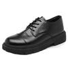 Business Men's Formal British Style Platform Heightening Shoes Pure Leather Shoes Black Casual Simple Men's Shoes Autumn