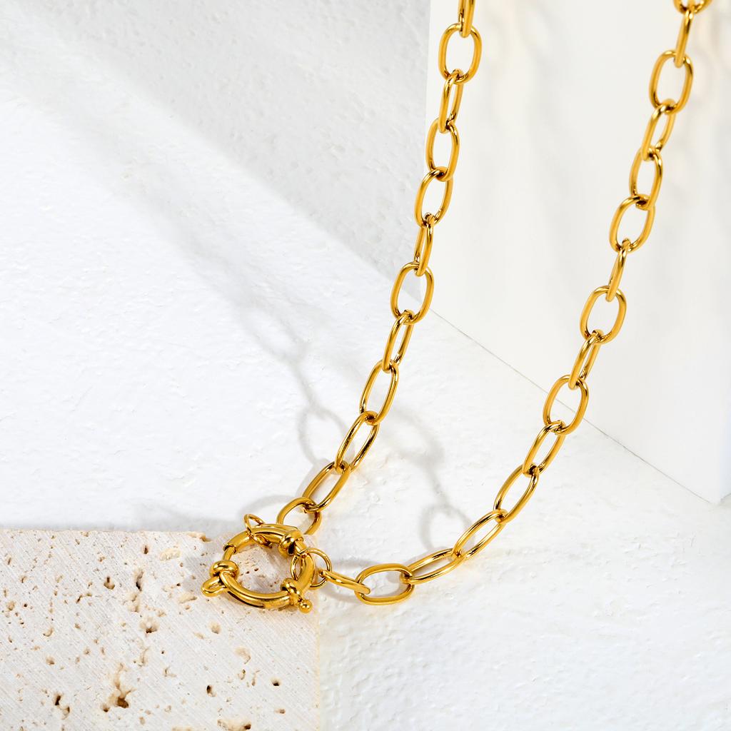 Personalized Hip Hop Necklace Stainless Steel Simple Versatile Spring Buckle Clavicle Chain Chain Clavicle Chain