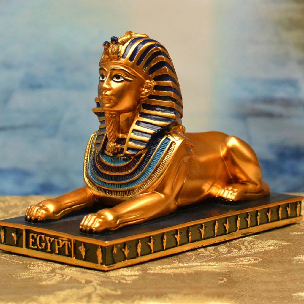 Pryskyřičná egyptská sfinga ozdoba figurka pouštní ruina pryskyřičná socha pro stolní dekoraci v domácím nebo kancelářském prostředí S