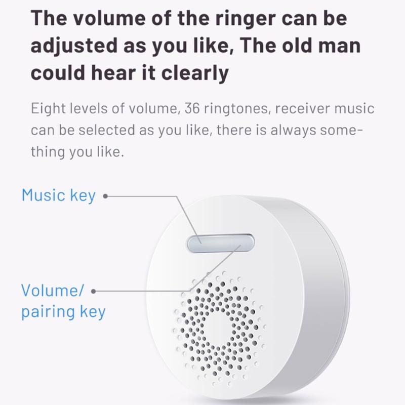 Self Power Wireless Doorbell with Adjustable Sound Level Long Distances Signal Elegant Designs for Household Use