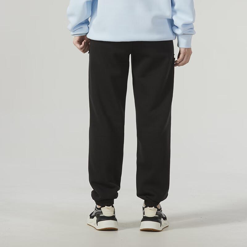 Puma Logo z literą Haftowany Polar Gruby Sznurowany Ściągacz Dzianinowe Spodnie Sportowe Męskie doły Czarne 625311-01