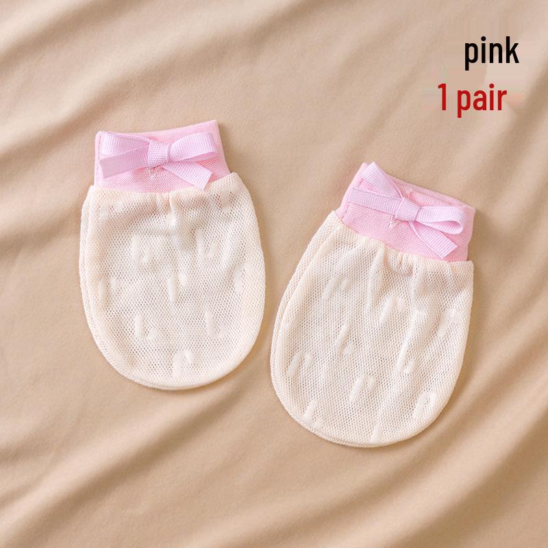 Pure Cotton Baby Anti-Scratch Mittens for Newborns 0-3 Months, All-Season, Thin Style for Spring & Autumn