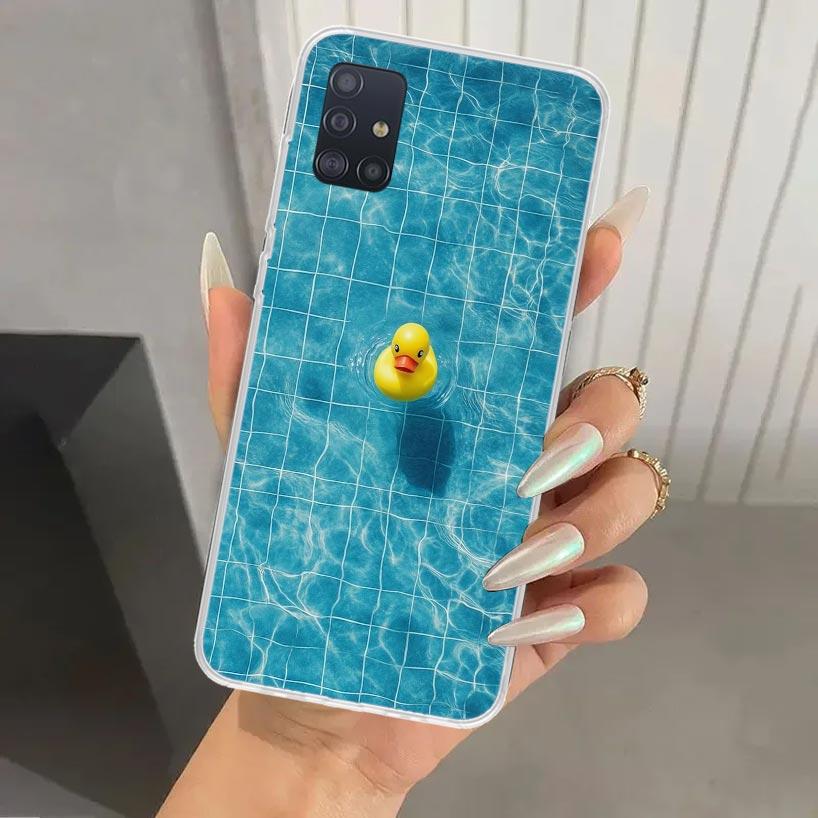 Rubber Ducks Swimming Pool Phone Case for Samsung Galaxy A52 A32 A22 A12 A02S A50S A30S A10S Note 20 Ultra 10 Plus S10 A31 A20 A