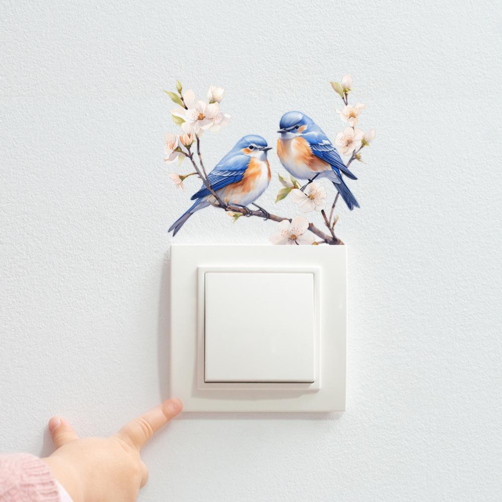 Green Plants Rose Daisies Peony Flowers Leaf Switch Stickers Home Decoration Wall Stickers Self-adhesive