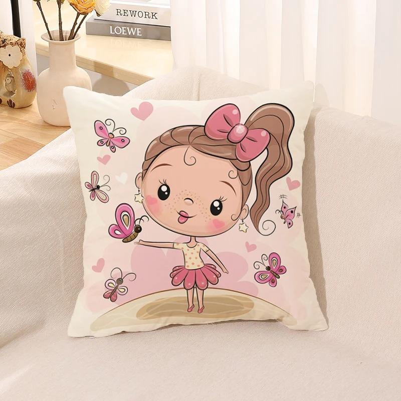 Süßes Mädchen Kleine Prinzessin Bedruckter Kissenbezug Kinderspiel Kinderzimmer Wohnzimmer Sofakissenbezug Heimdeko Geschenk