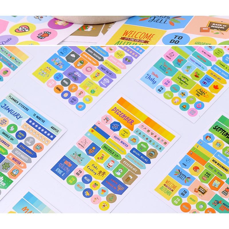 High Aesthetic Ins Style Self Adhesive Diy 12 Month Planner Stickers For Hand Account