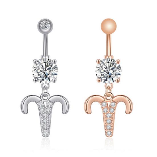 Anillo de ombligo antialérgico, superficie lisa, gran adherencia, exquisito, hueco, decorativo, doce constelaciones, piercing