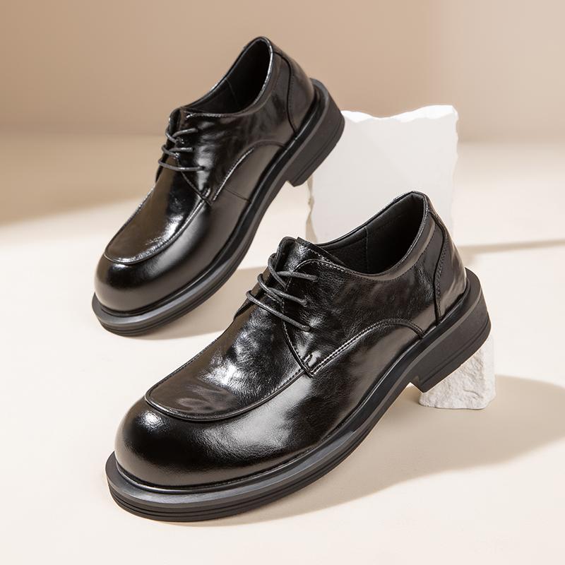 Fashion Black new men's leather shoes Trendy minimalist quality style Business leisure and office Adult height increasing shoes New