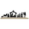 Metal Nativity Set Christmas Scene Silhouette Religious with Wooden Base for Indoor