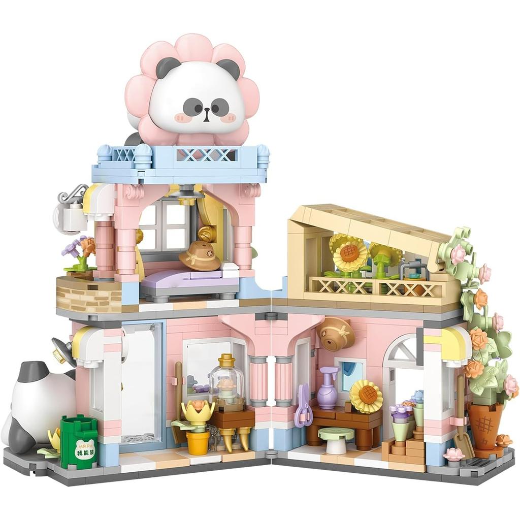 MEIEST Mini City Shop Street View Building Blocks Model Set,Simulation Panda Architecture Collection Particle Construction Building Bricks Toy