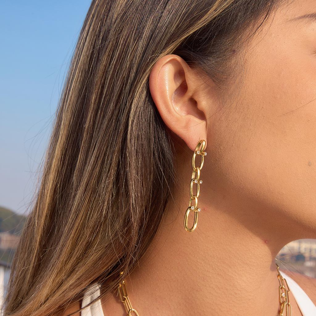  Stainless Steel Smooth Chain Tassel Earrings For Women Trendy Metal Texture 18 K Earrings Golden Accessories