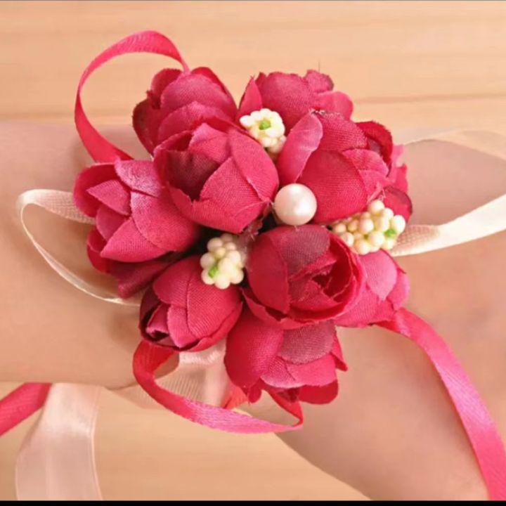 Bridesmaid Sisterhood Flower Corsage Bracelet - Korean Simple Wedding Bangle