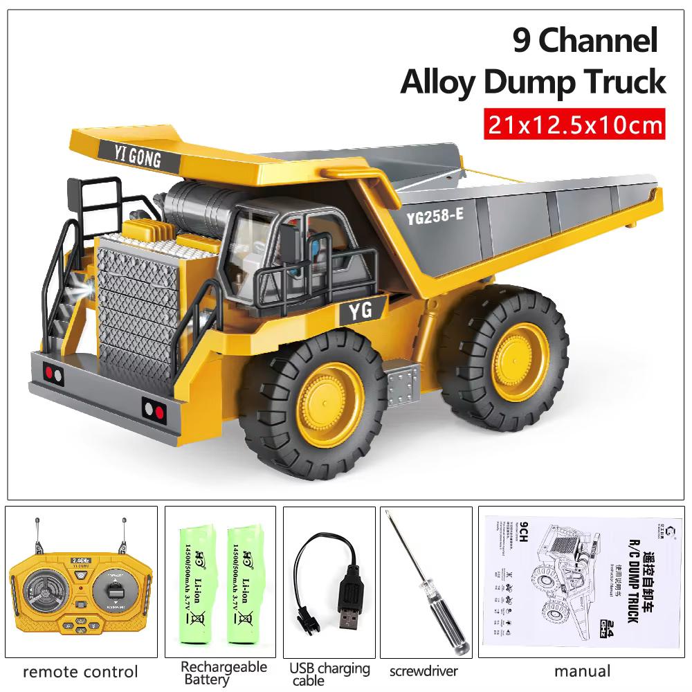 2.4G Excavator RC CAR Remote Control Engineering Dumper Vehicle Crawler Truck Bulldozer Toys for Boys Kids Excavator Gifts